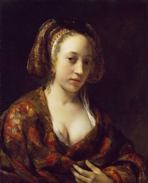 Young Woman in a Brocade Gown by Willem Drost Oil Painting