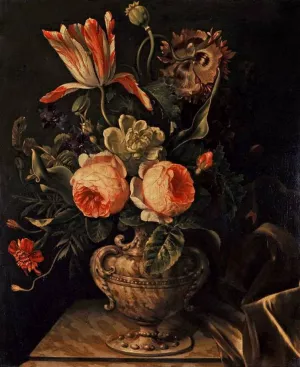 A Vase of Flowers by Willem Frederik Van Royen Oil Painting