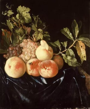 Still-Life of Peaches and Grapes by Willem Frederik Van Royen Oil Painting