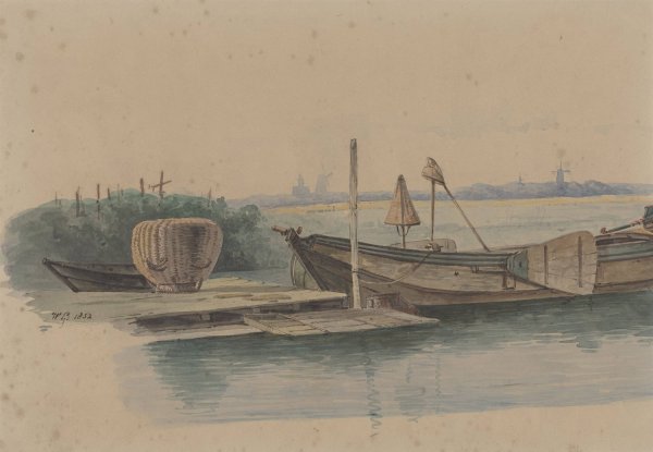Main Product Photo of Steiger met visserschuiten  Painting by Willem Gruyter Jr