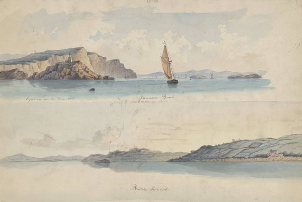 Main Product Photo of Twee Engelse kustgezichten; Swansea Baai en Bristols Kanaal  Painting by Willem Gruyter Jr