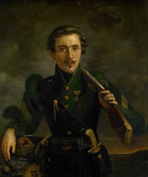 Self Portrait in the Uniform of the Rifles by Willem Jodocus Mattheus Engelberts Oil Painting