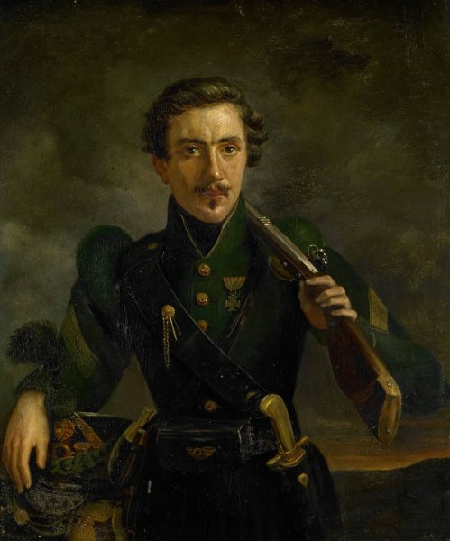 Self Portrait in the Uniform of the Rifles  by Willem Jodocus Mattheus Engelberts - Hand-Painted Oil Painting Reproduction