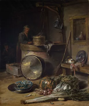 Peasant Interior with Woman at a Well by Willem Kalf Oil Painting