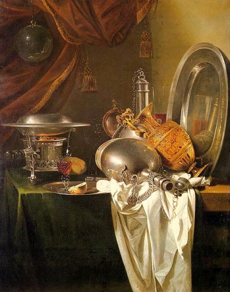 Still Life with Chafing Dish by Willem Kalf - Hand-Painted Oil Painting Reproduction