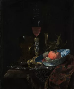 Wineglass and a Bowl of Fruit by Willem Kalf Oil Painting