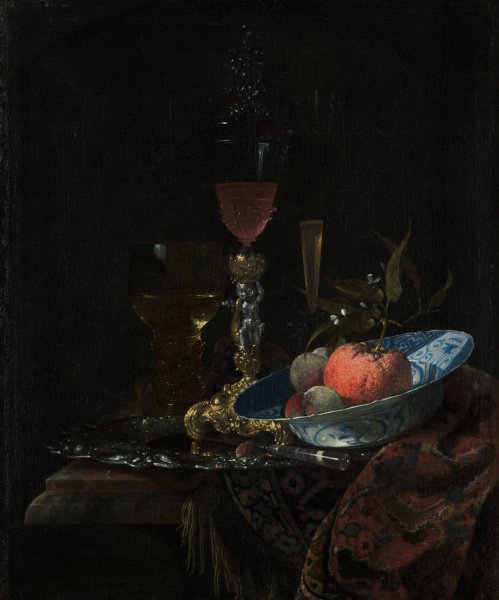 Main Product Photo of Wineglass and a Bowl of Fruit  Painting by Willem Kalf