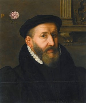 Portrait Of A Gentleman Wearing A Black Beret And A White Collar by Willem Key Oil Painting
