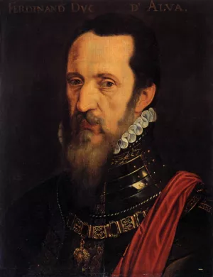 Portrait of Ferdinand Alvarez de Toledo by Willem Key - Oil Painting Reproduction