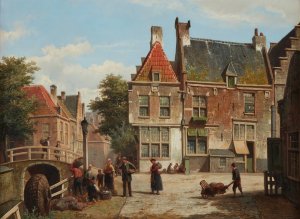 A Dutch Street in Summer by Willem Koekkoek Oil Painting