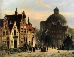 De Lutherse Kerk, Amsterdam by Willem Koekkoek Oil Painting