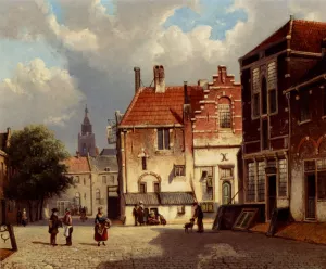 Town Square by Willem Koekkoek - Oil Painting Reproduction