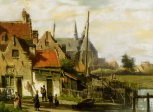 Washing Day Amsterdam by Willem Koekkoek - Oil Painting Reproduction