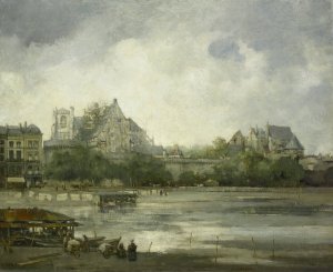 View of Nantes by Willem Leendert Bruckman Oil Painting