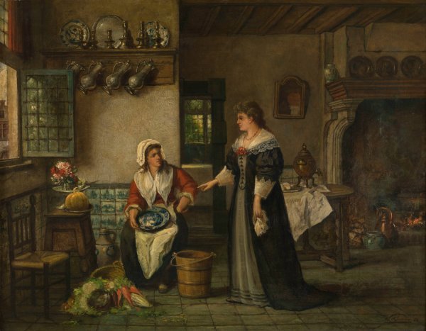 Kitchen  by Willem Linnig - Hand-Painted Oil Painting Reproduction