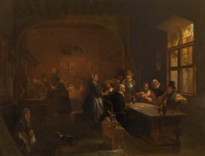 The Inn by Willem Linnig Oil Painting