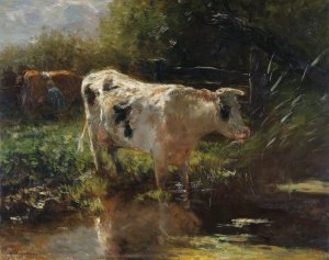 Cow beside a Ditch by Willem Maris Oil Painting