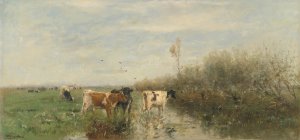 Cows in a Soggy Meadow by Willem Maris Oil Painting