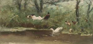 Eenden aan de slootkant by Willem Maris Oil Painting