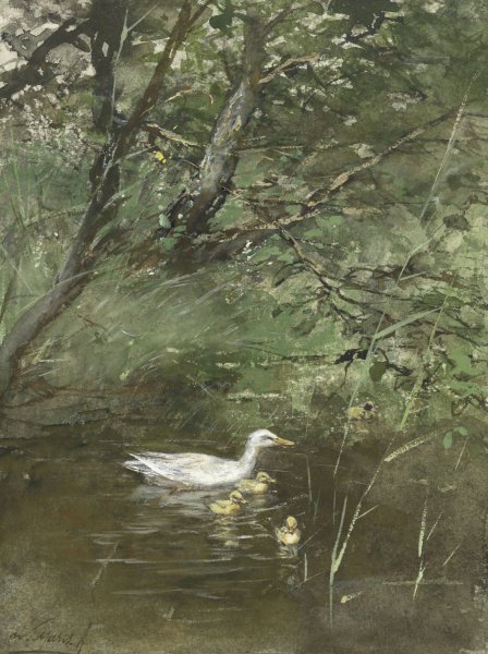 Main Product Photo of Eendjes in het water  Painting by Willem Maris