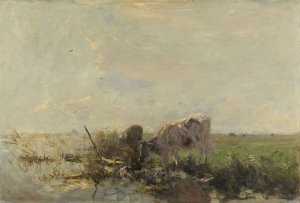 Koeien aan een plas by Willem Maris Oil Painting