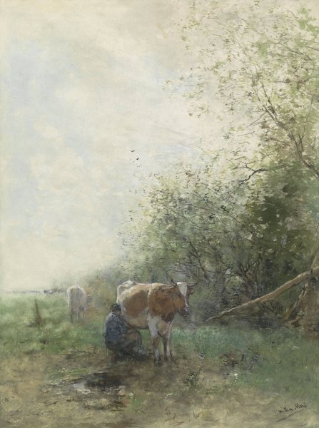 Main Product Photo of Melktijd  Painting by Willem Maris