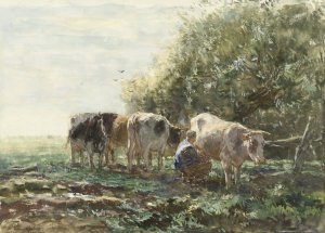 The Milking Pen by Willem Maris Oil Painting
