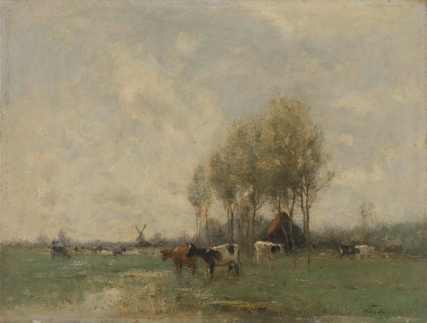 Main Product Photo of Weide met koeien  Painting by Willem Maris