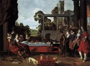 Banquet in the Open Air by Willem Pietersz. Buytewech - Oil Painting Reproduction