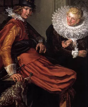 Dignified Couples Courting Detail Oil painting by Willem Pietersz. Buytewech