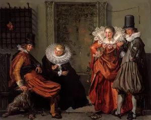 Dignified Couples Courting by Willem Pietersz. Buytewech Oil Painting