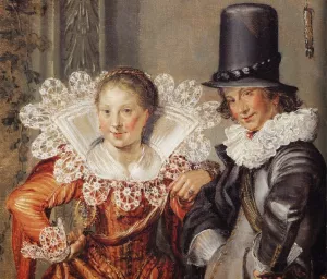 Elegant Courting Couples Detail by Willem Pietersz. Buytewech Oil Painting