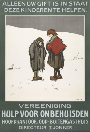 Alleen uw gift is in staat deze kinderen te helpen. Vereeniging Hulp voor onbehuisden by Willem Pothast Oil Painting
