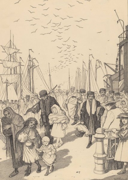 In lompen geklede figuren op een kade  by Willem Pothast - Hand-Painted Oil Painting Reproduction