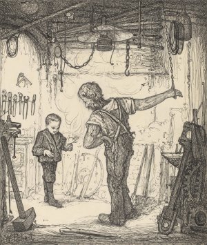 Jongen en geketende man in een werkplaats by Willem Pothast Oil Painting