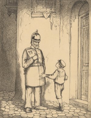Jongen en politieman bij een deur by Willem Pothast Oil Painting