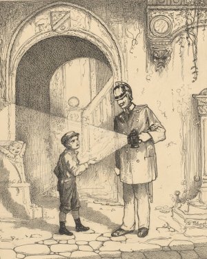 Jongen en politieman op een straat by Willem Pothast Oil Painting