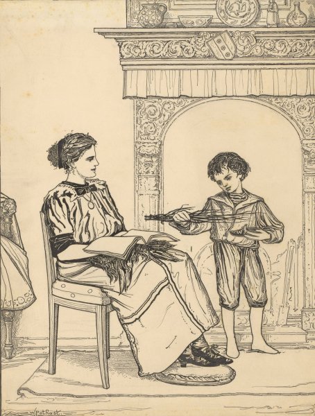 Jongen met schoen en roede  by Willem Pothast - Hand-Painted Oil Painting Reproduction