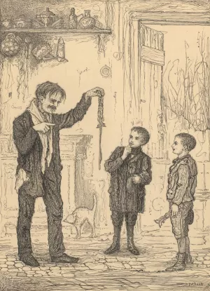 Jongens bij een man met schaatsijzers by Willem Pothast Oil Painting
