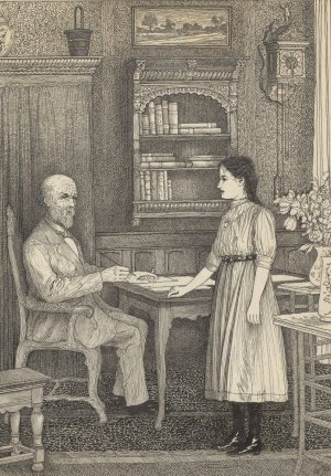 Meisje en schrijvende man bij een tafel by Willem Pothast Oil Painting
