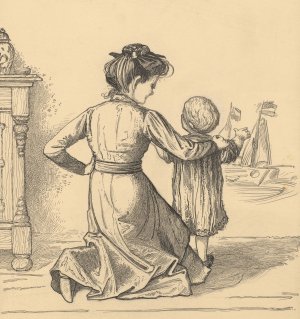Moeder en kind bij een muur by Willem Pothast Oil Painting