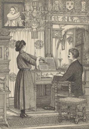 Musicerende man en vrouw by Willem Pothast Oil Painting