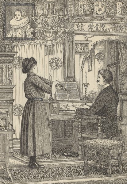 Musicerende man en vrouw  by Willem Pothast - Hand-Painted Oil Painting Reproduction