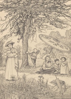 Vrouwen en kinderen in een park by Willem Pothast Oil Painting