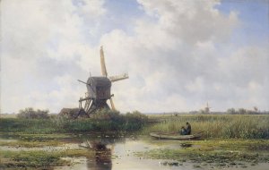 The Gein River, near Abcoude by Willem Roelofs Oil Painting