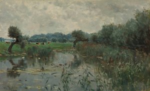 Water Meadows on the River IJssel by Willem Roelofs Oil Painting
