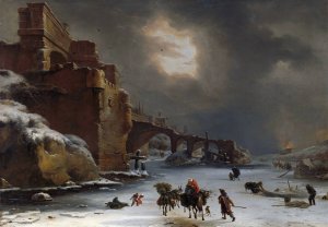 City Walls in Winter by Willem Schellinks Oil Painting