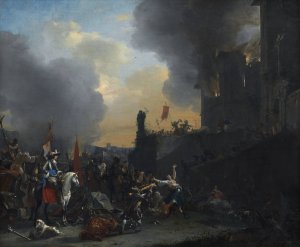 Soldiers Looting and Burning a Convent by Willem Schellinks Oil Painting