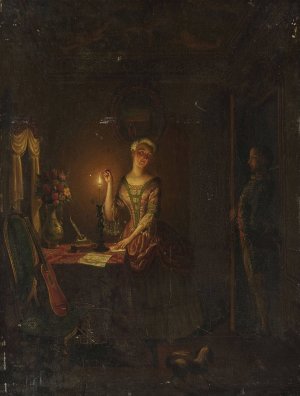 Sealing a letter with wax by Willem Thans Oil Painting
