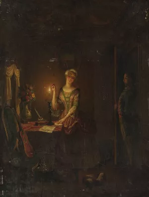 Sealing a letter with wax by Willem Thans Oil Painting